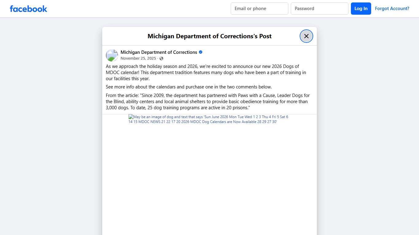 As we approach the... - Michigan Department of Corrections Facebook