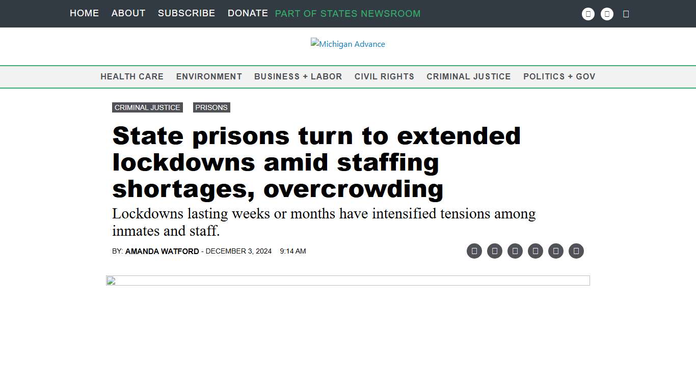 State prisons turn to extended lockdowns amid staffing shortages, overcrowding • Michigan Advance